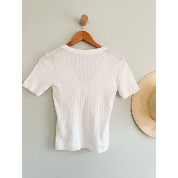 Madewell | NWT Pointelle Notch Neck Tee in White | Sz XXS - Picture 8 of 8